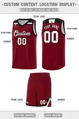 Crimson White-Black Classic Sports Basketball Jersey 2