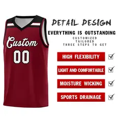 Crimson White-Black Classic Sports Basketball Jersey 4