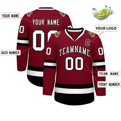 Crimson White-Black Classic Style Hockey Jersey 2