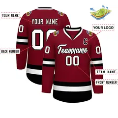 Crimson White-Black Classic Style Hockey Jersey 2