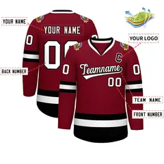 Crimson White-Black Classic Style Hockey Jersey 2