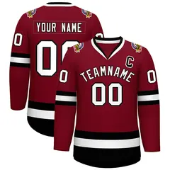 Crimson White-Black Classic Style Hockey Jersey 1