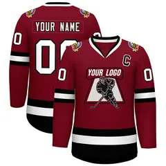 Crimson White-Black Classic Style Hockey Jersey 1