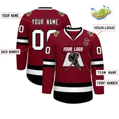 Crimson White-Black Classic Style Hockey Jersey 2