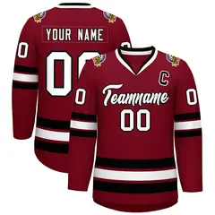 Crimson White-Black Classic Style Hockey Jersey 1