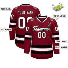 Crimson White-Black Classic Style Hockey Jersey 2