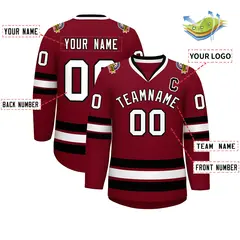 Crimson White-Black Classic Style Hockey Jersey 2