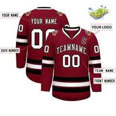 Crimson White-Black Classic Style Hockey Jersey 2