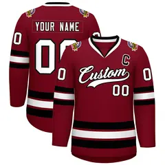 Crimson White-Black Classic Style Hockey Jersey 1
