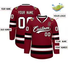 Crimson White-Black Classic Style Hockey Jersey 2