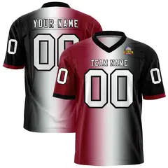 Crimson White-Black Gradient Football Jersey 1