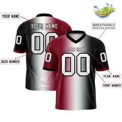 Crimson White-Black Gradient Football Jersey 2
