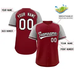 Crimson White-Black Raglan Sleeves Authentic Baseball Jersey 2