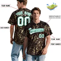 Crimson White Black & Shiny Gold Cracked Foil Mesh Baseball Jersey 2