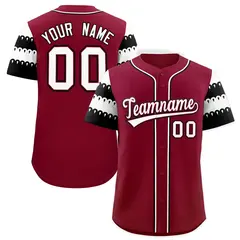 Crimson White Black Sleeve Flag Lace Baseball Jersey 1