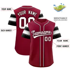Crimson White Black Sleeve Flag Lace Baseball Jersey 2