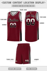 Crimson White Black Two Tone Font Sports Basketball Jersey 2