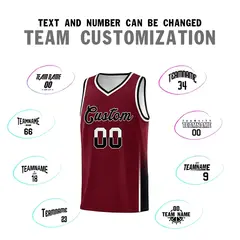 Crimson White Black Two Tone Font Sports Basketball Jersey 3