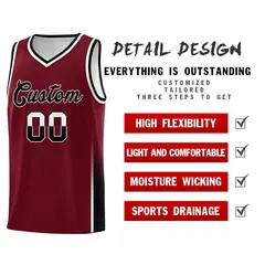 Crimson White Black Two Tone Font Sports Basketball Jersey 4