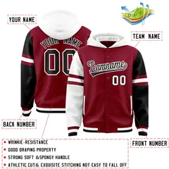 Crimson White-Black Varsity Three Stripes Raglan Jacket Hoodie 4