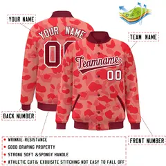 Crimson White Camo Varsity Letterman Bomber Jacket 2