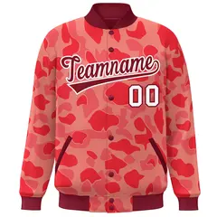 Crimson White Camo Varsity Letterman Bomber Jacket 3