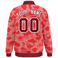 Crimson White Camo Varsity Letterman Bomber Jacket 4