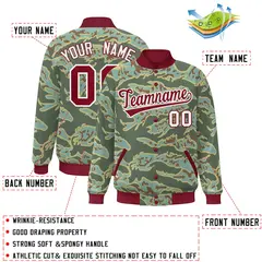 Crimson White Camo Varsity Letterman Bomber Jacket 2