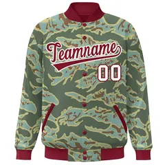 Crimson White Camo Varsity Letterman Bomber Jacket 3