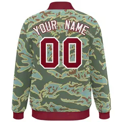 Crimson White Camo Varsity Letterman Bomber Jacket 4