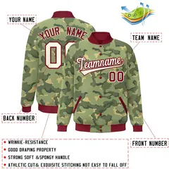 Crimson White Camo Varsity Letterman Bomber Jacket 2