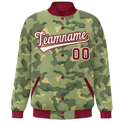 Crimson White Camo Varsity Letterman Bomber Jacket 3