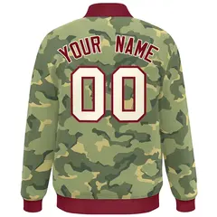 Crimson White Camo Varsity Letterman Bomber Jacket 4