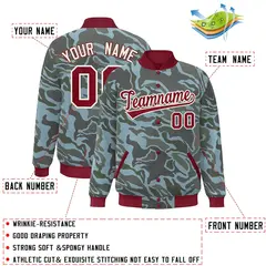 Crimson White Camo Varsity Letterman Bomber Jacket 2