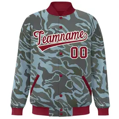 Crimson White Camo Varsity Letterman Bomber Jacket 3