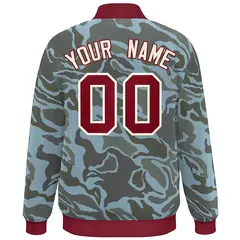 Crimson White Camo Varsity Letterman Bomber Jacket 4