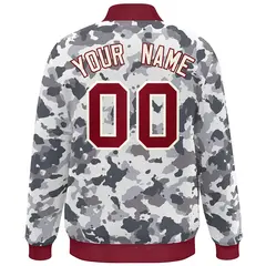 Crimson White Camo Varsity Letterman Bomber Jacket 4