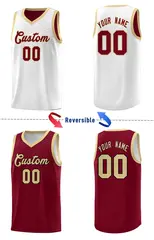 Crimson White Chest Slash Pattern Double Side Basketball Jersey 3