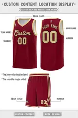 Crimson White Chest Slash Pattern Double Side Basketball Jersey 4