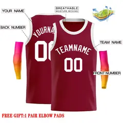 Crimson White Classic Casual Basketball Jersey 2