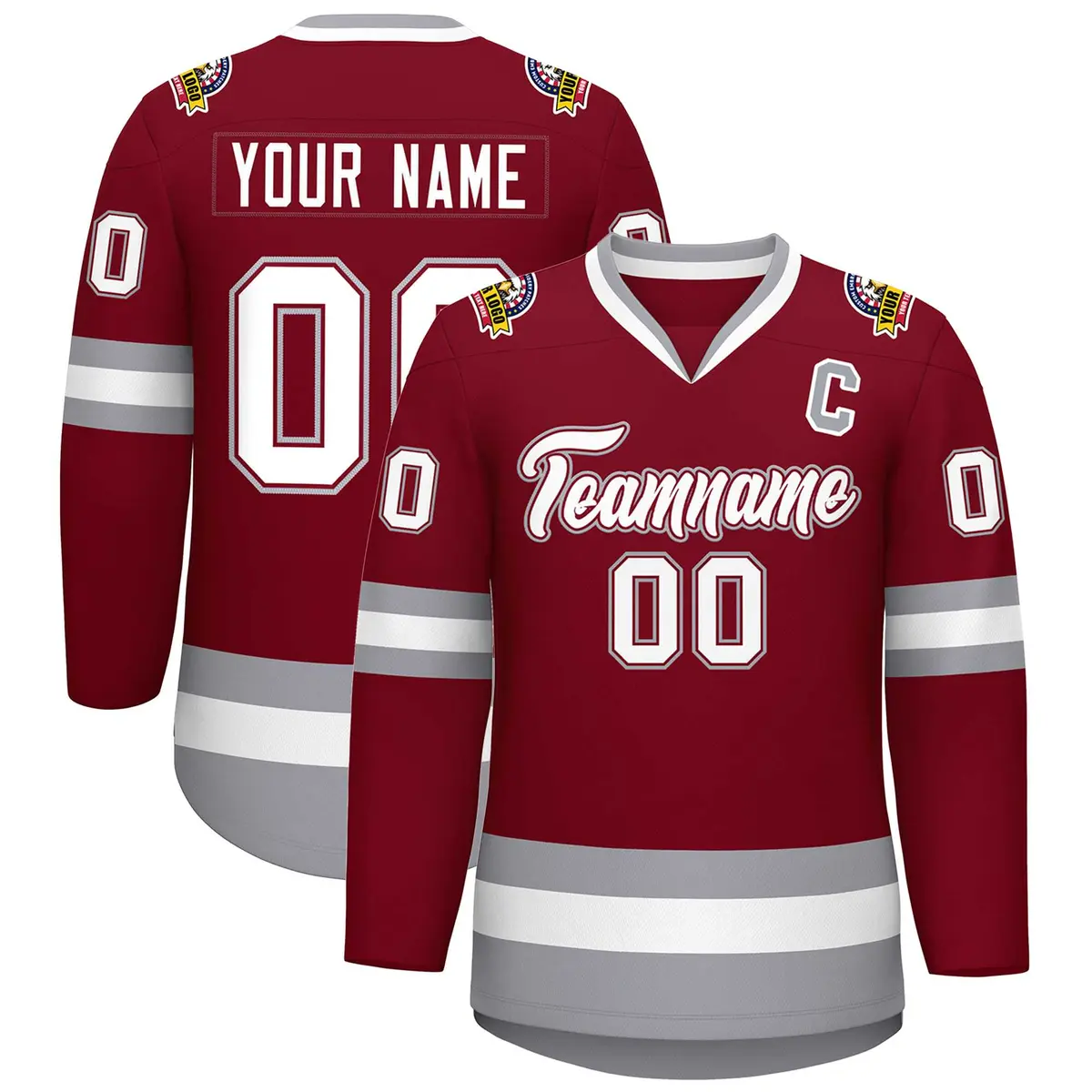 Crimson White Crimson-Gray Classic Hockey Jersey