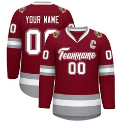 Crimson White Crimson-Gray Classic Hockey Jersey 1