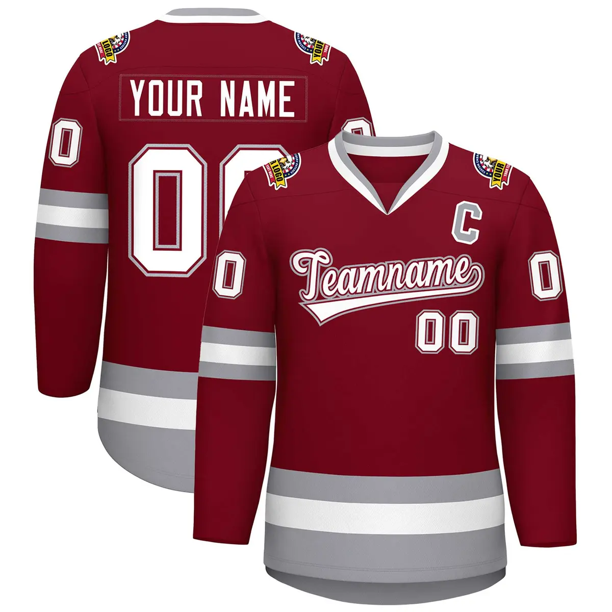Crimson White Crimson-Gray Classic Hockey Jersey