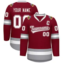 Crimson White Crimson-Gray Classic Hockey Jersey 1