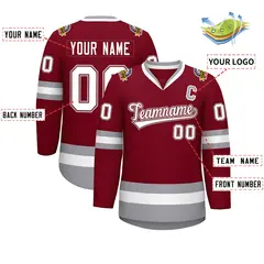 Crimson White Crimson-Gray Classic Hockey Jersey 2