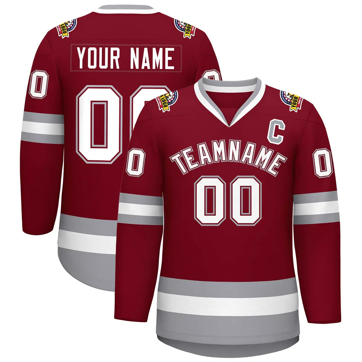 Crimson White Crimson-Gray Classic Hockey Jersey