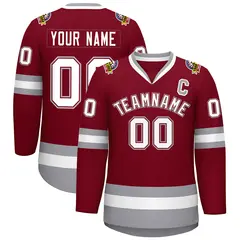 Crimson White Crimson-Gray Classic Hockey Jersey 1