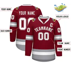 Crimson White Crimson-Gray Classic Hockey Jersey 2