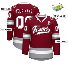 Crimson White Crimson-Gray Classic Hockey Jersey 2