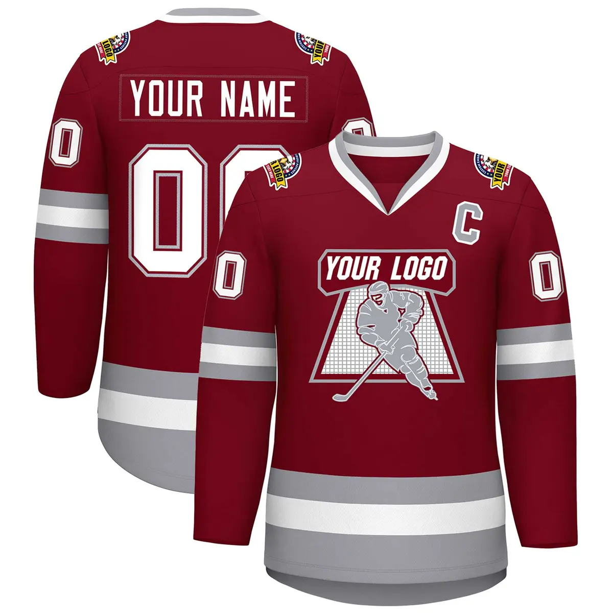 Crimson White Crimson-Gray Classic Hockey Jersey